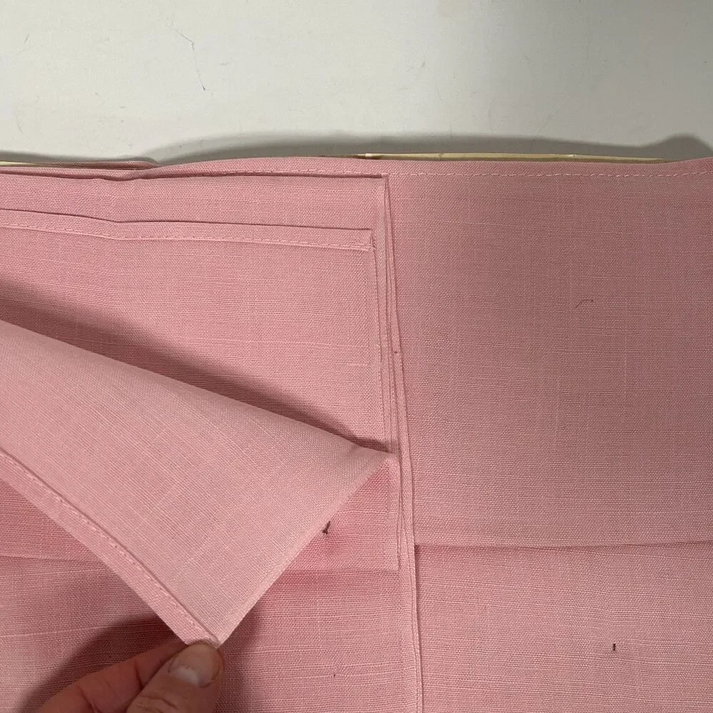 Vintage Tablecloth & 4 Napkins Pink Daisy Flower Applique New Never Used Retro - Picture 5 of 7